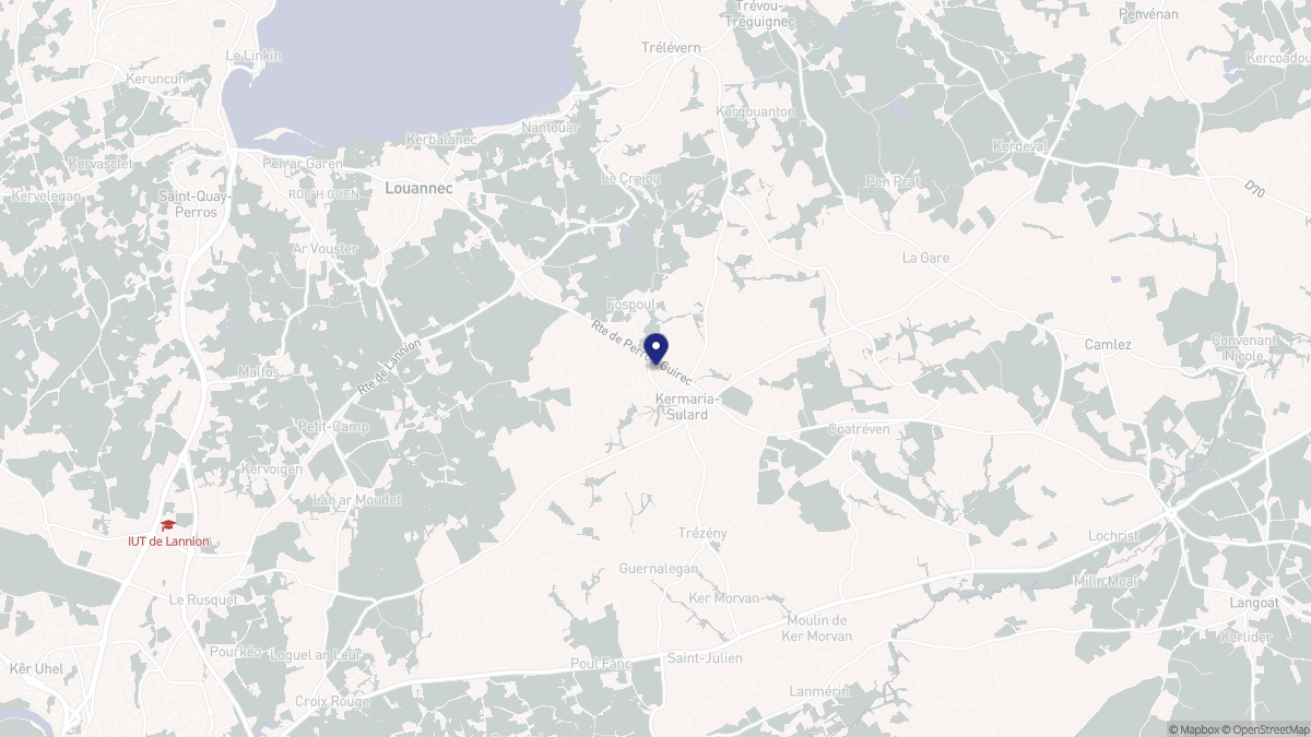 Aperçu cartographique de Kermaria-Sulard, centré sur la commune