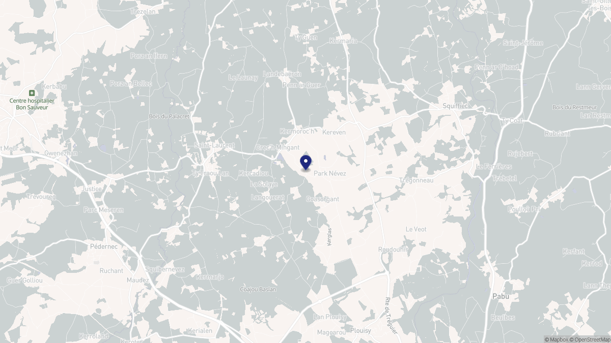Aperçu cartographique de Kermoroc'h, centré sur la commune