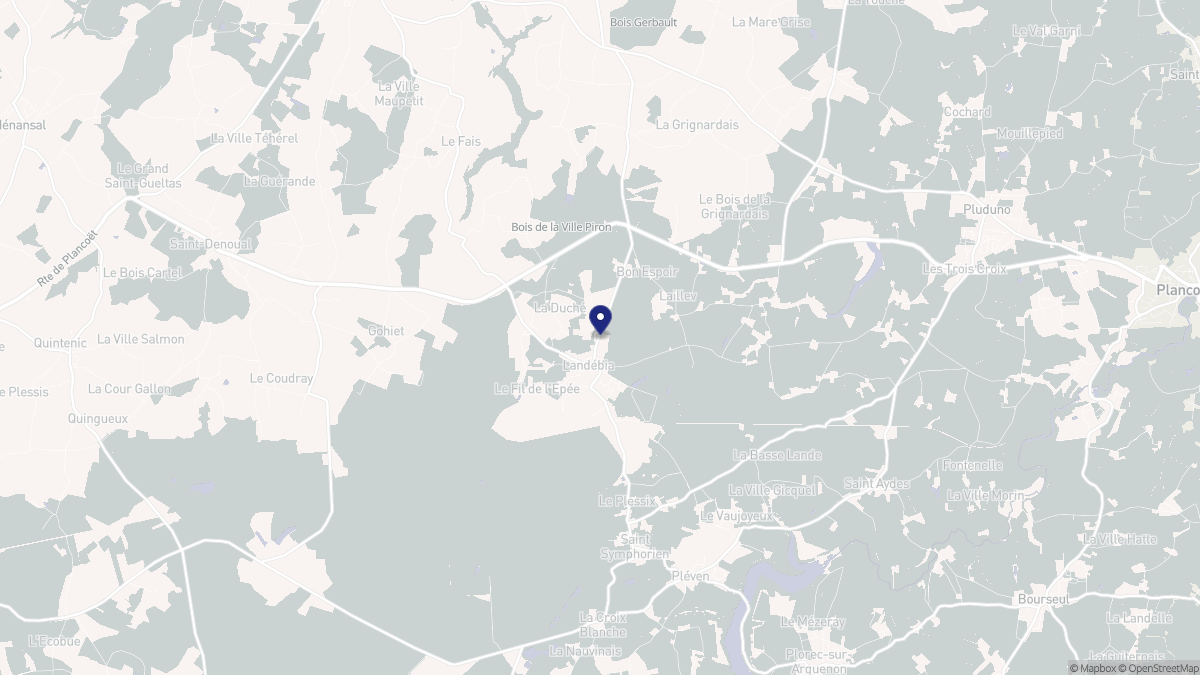 Aperçu cartographique de Landébia, centré sur la commune