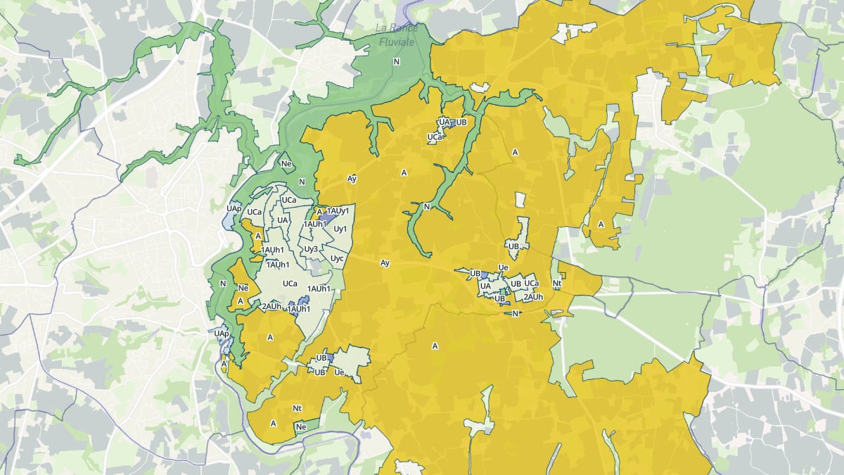 Aperçu cartographique de Lanvallay, centré sur la commune