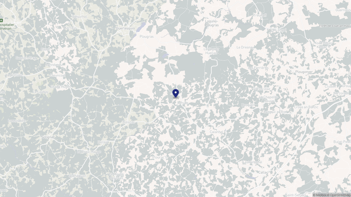 Aperçu cartographique de Lohuec, centré sur la commune