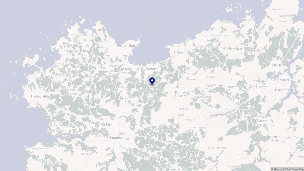 Aperçu cartographique de Louannec, centré sur la commune