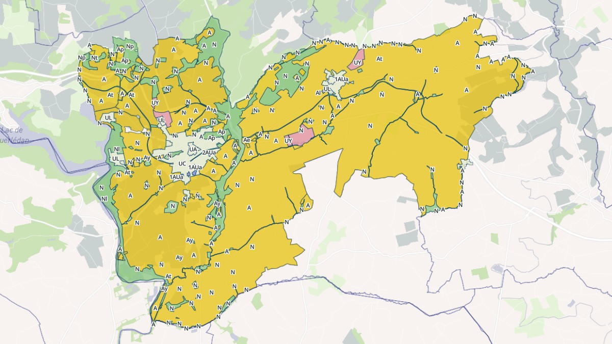 Aperçu cartographique de Guerlédan, centré sur la commune
