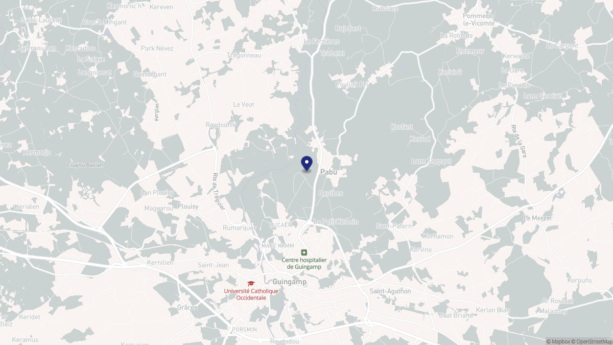 Aperçu cartographique de Pabu, centré sur la commune