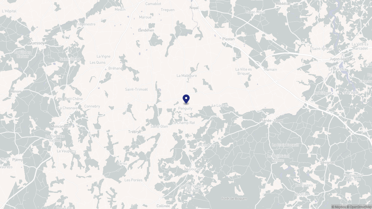 Aperçu cartographique de Penguily, centré sur la commune