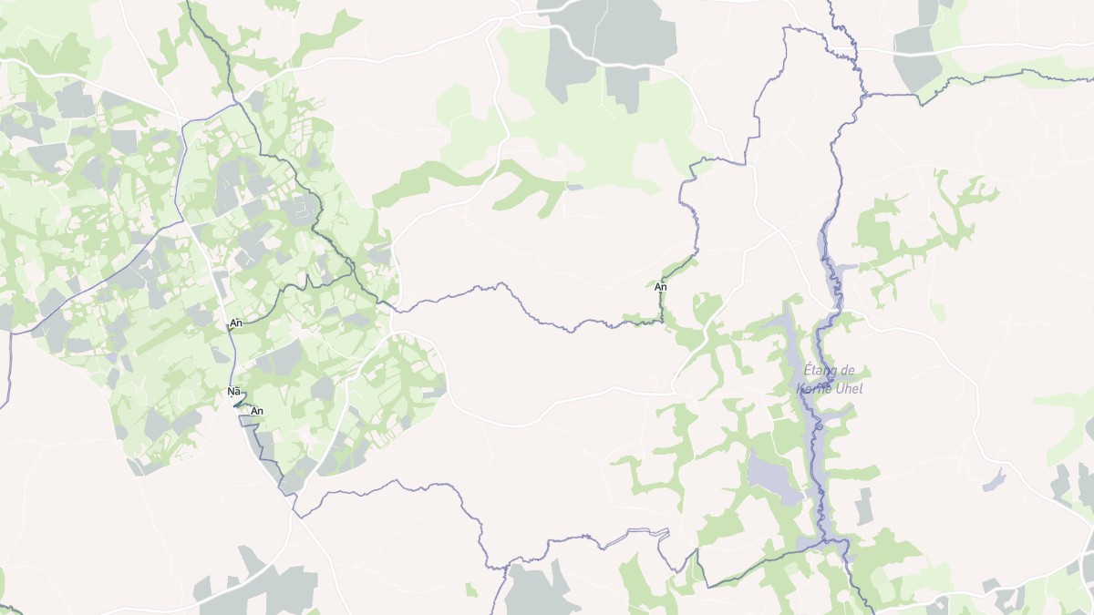 Aperçu cartographique de Peumerit-Quintin, centré sur la commune