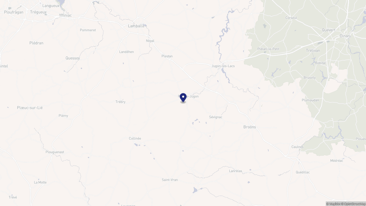 Aperçu cartographique de Plénée-Jugon, centré sur la commune