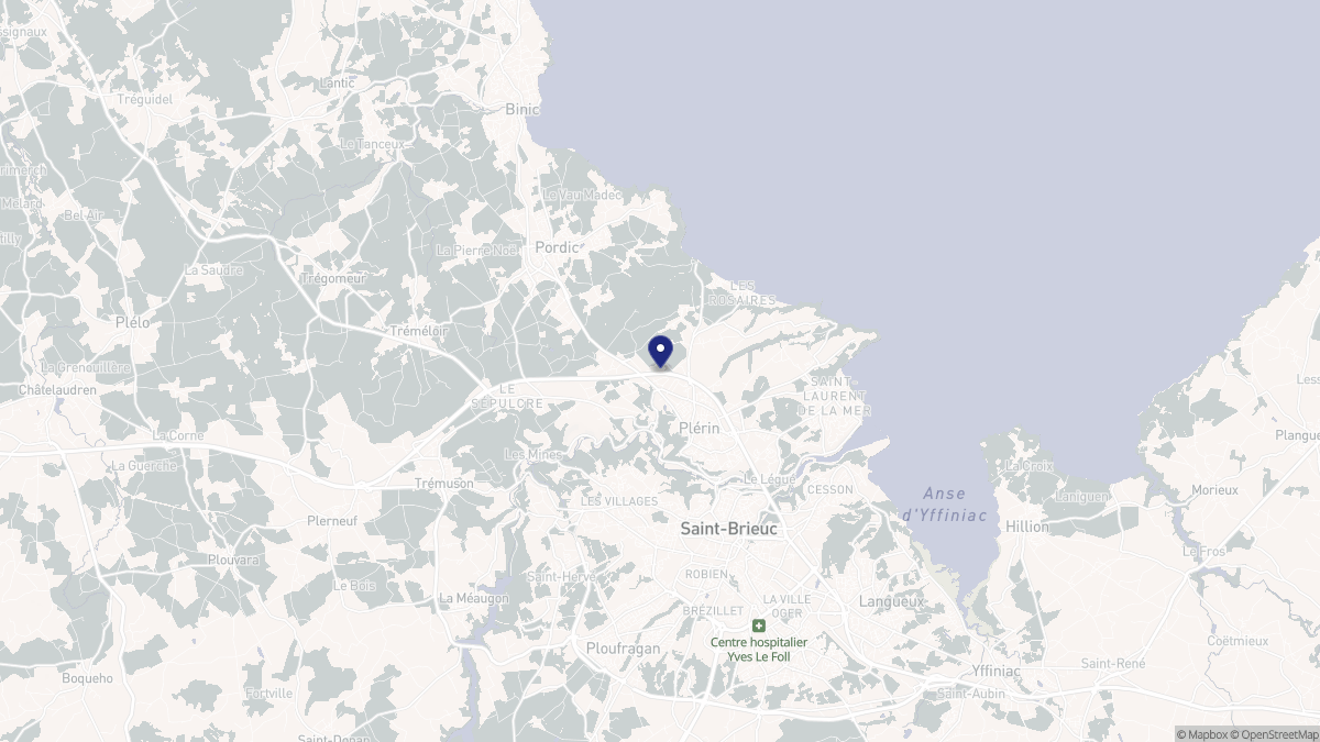 Aperçu cartographique de Plérin, centré sur la commune