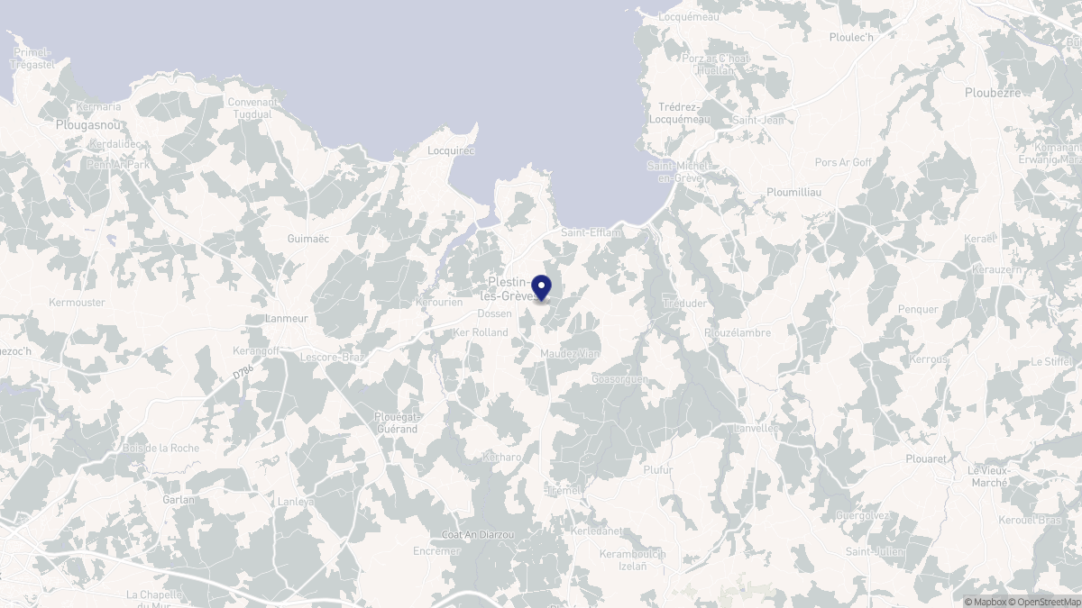 Aperçu cartographique de Plestin-les-Grèves, centré sur la commune