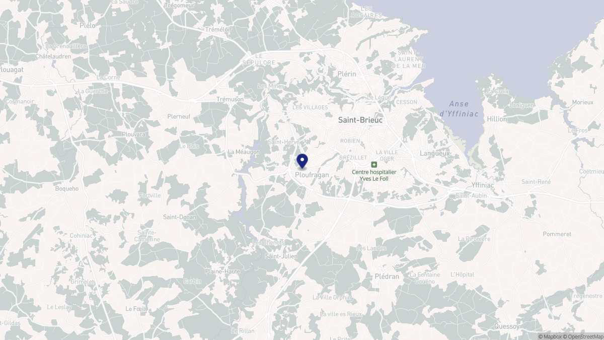 Aperçu cartographique de Ploufragan, centré sur la commune