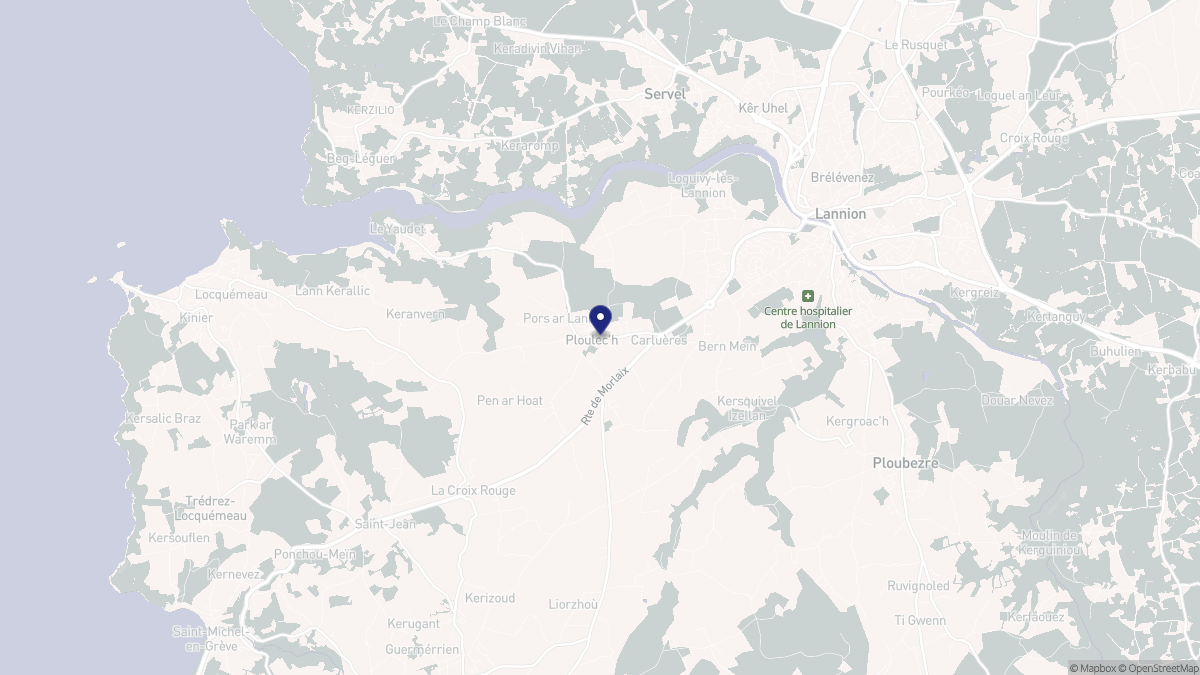 Aperçu cartographique de Ploulec'h, centré sur la commune
