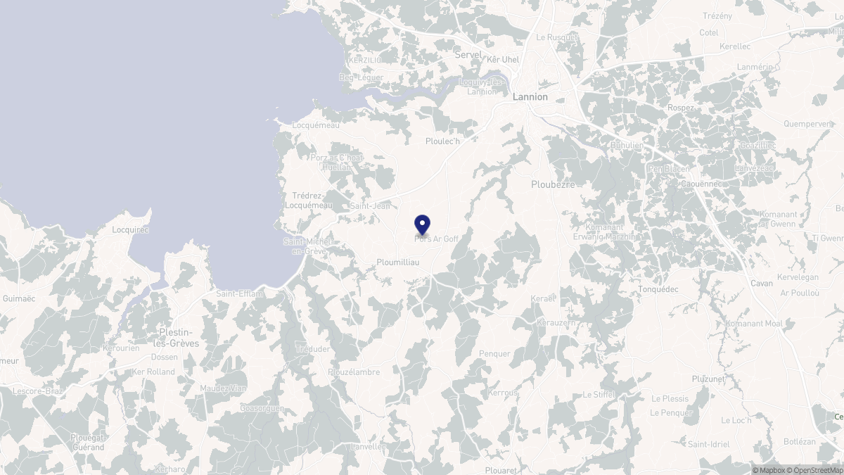 Aperçu cartographique de Ploumilliau, centré sur la commune