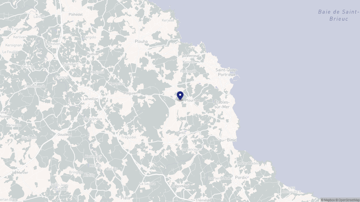 Aperçu cartographique de Plourhan, centré sur la commune