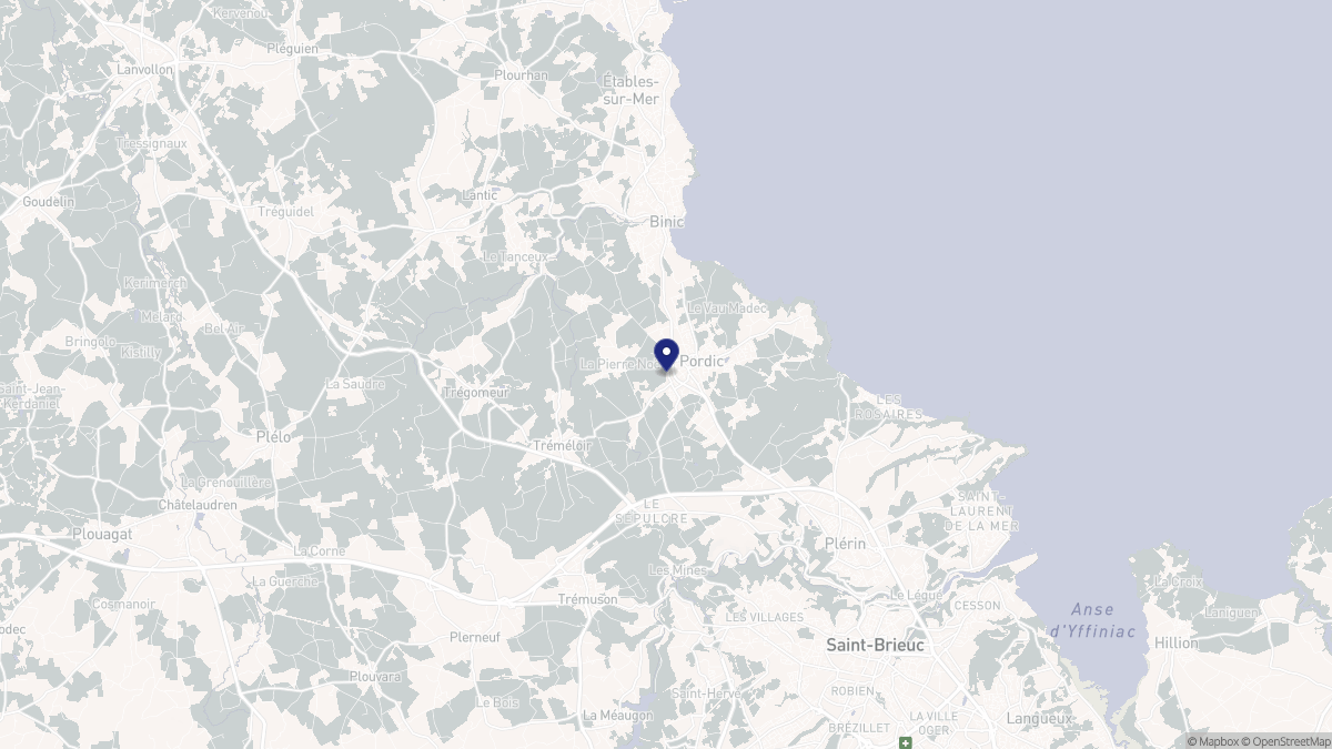 Aperçu cartographique de Pordic, centré sur la commune