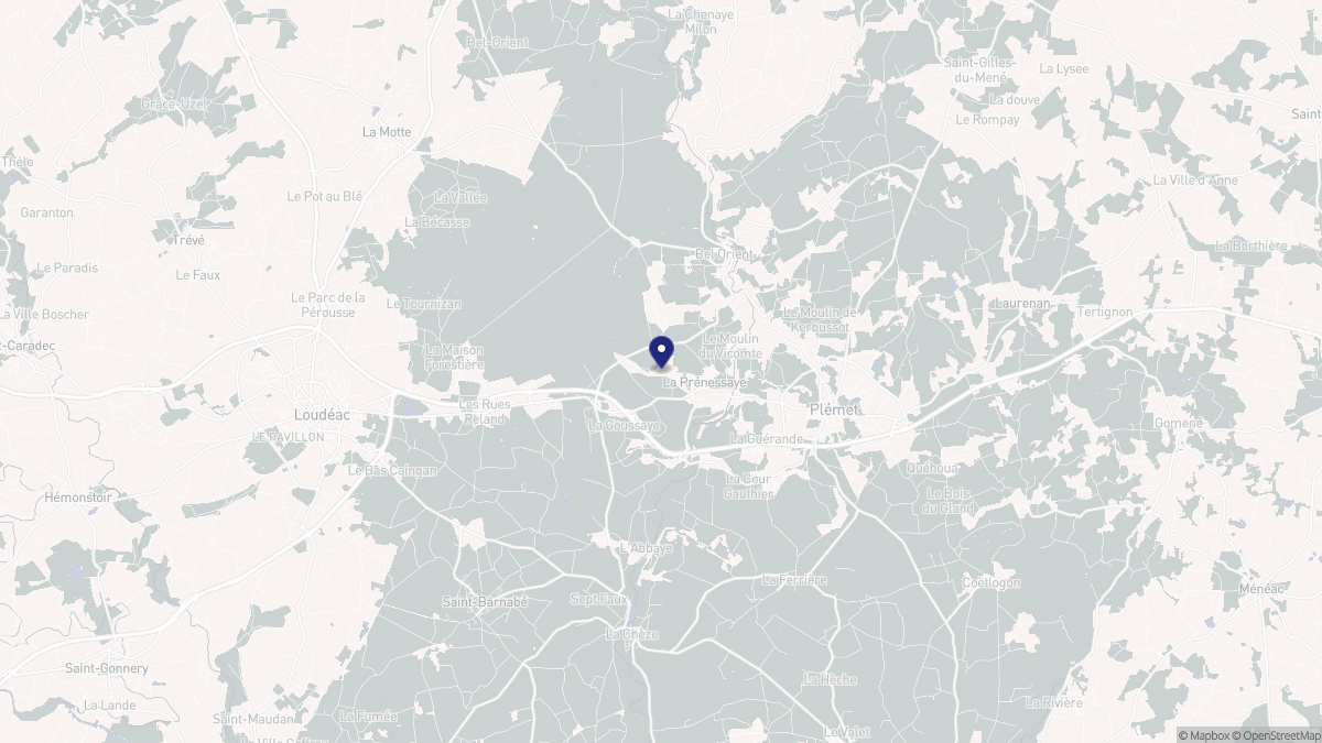 Aperçu cartographique de La Prénessaye, centré sur la commune