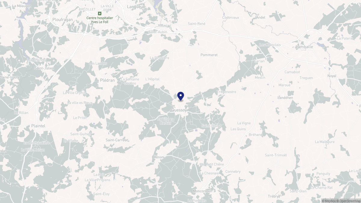 Aperçu cartographique de Quessoy, centré sur la commune