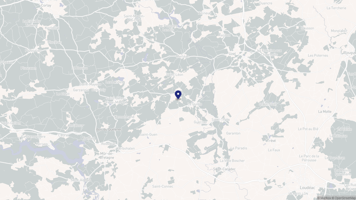 Aperçu cartographique de Le Quillio, centré sur la commune