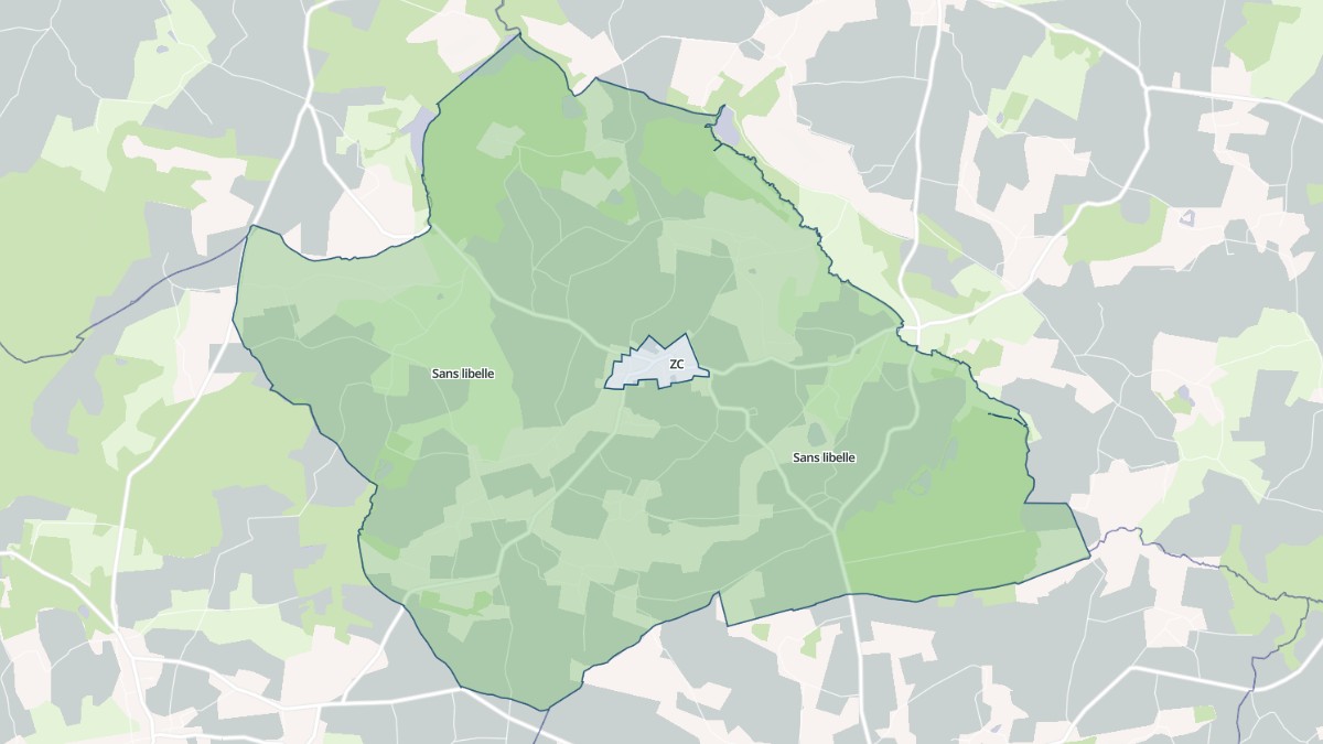 Aperçu cartographique de Rouillac, centré sur la commune