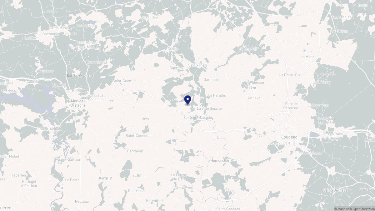 Aperçu cartographique de Saint-Caradec, centré sur la commune