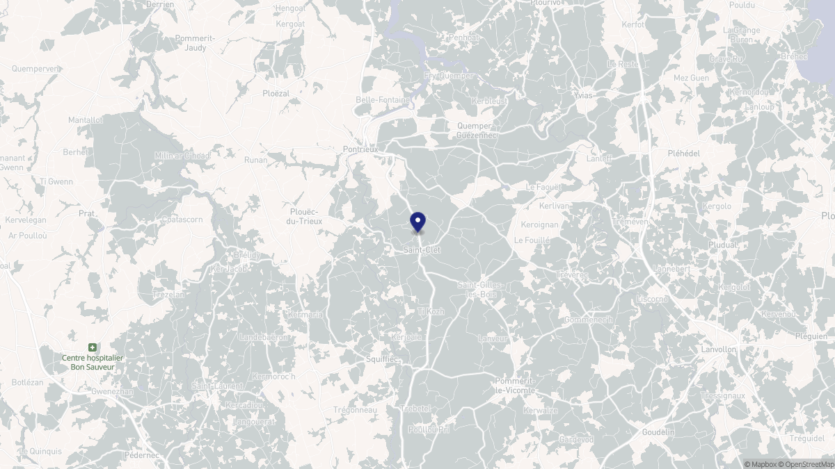 Aperçu cartographique de Saint-Clet, centré sur la commune