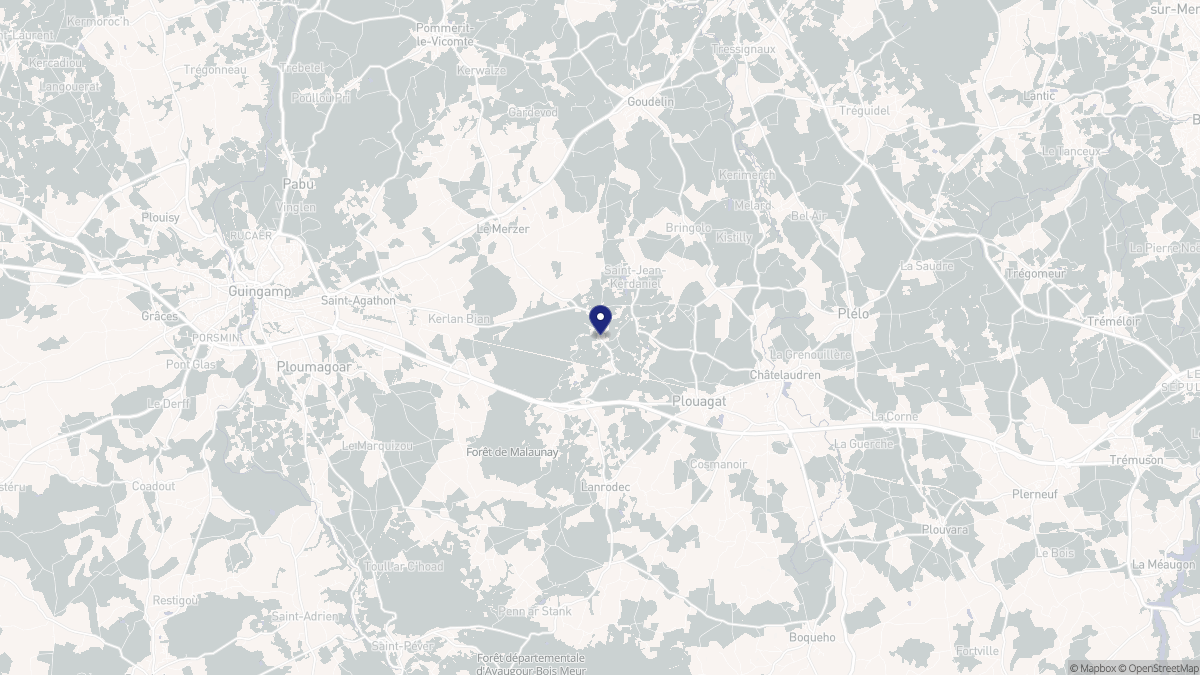 Aperçu cartographique de Saint-Jean-Kerdaniel, centré sur la commune