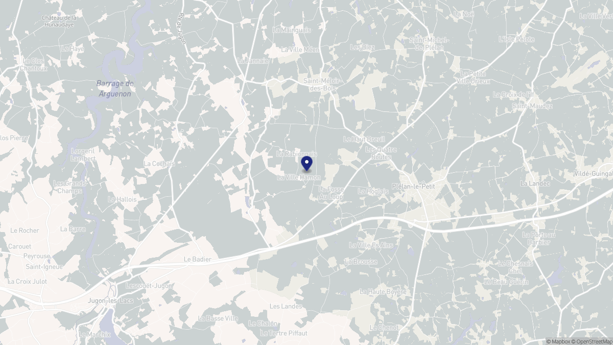 Aperçu cartographique de Saint-Méloir-des-Bois, centré sur la commune