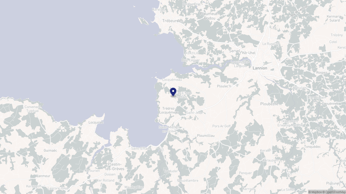 Aperçu cartographique de Trédrez-Locquémeau, centré sur la commune