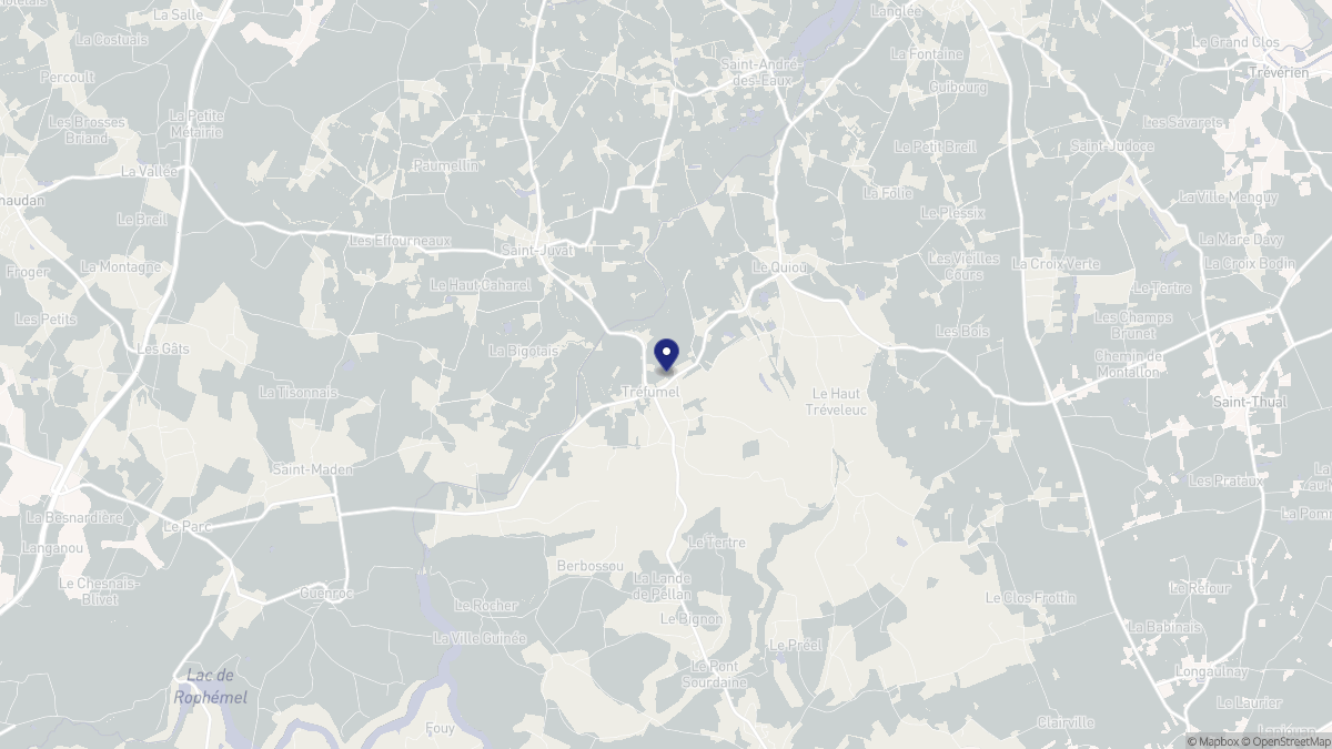 Aperçu cartographique de Tréfumel, centré sur la commune