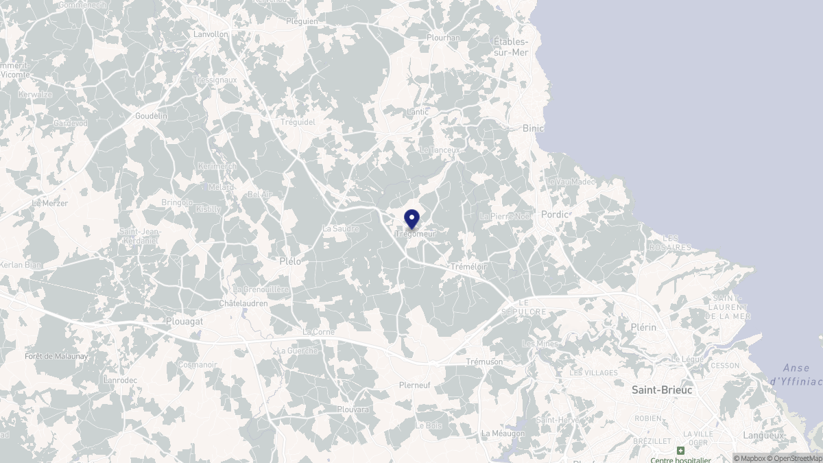 Aperçu cartographique de Trégomeur, centré sur la commune