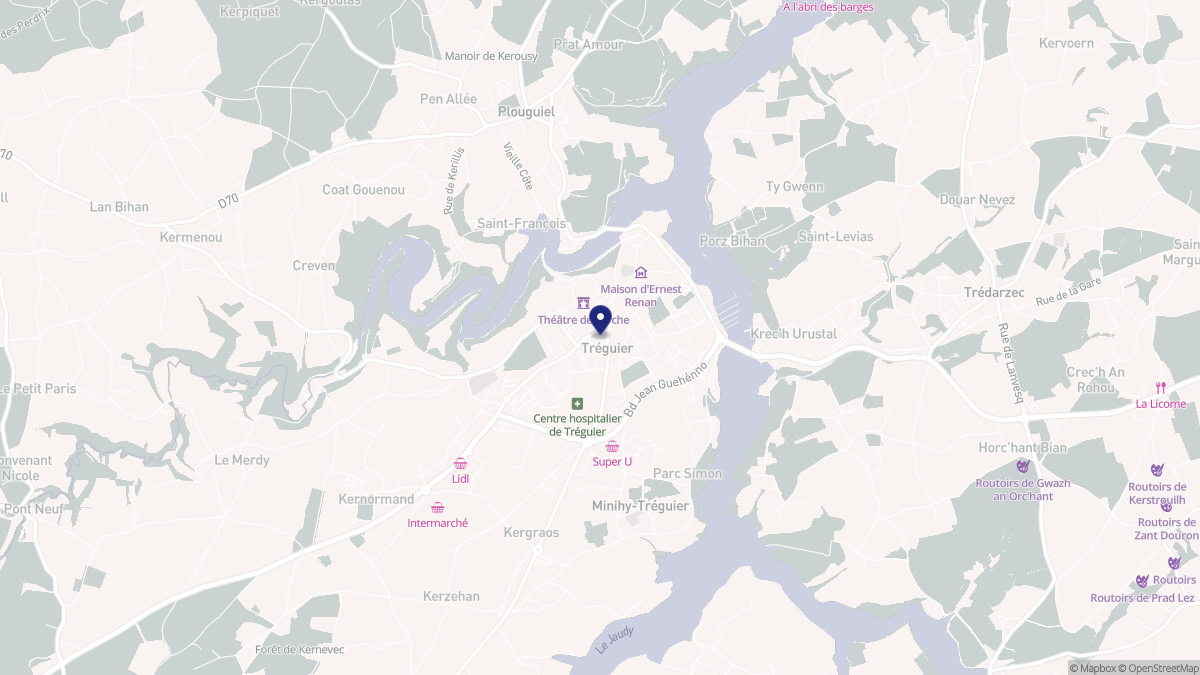 Aperçu cartographique de Tréguier, centré sur la commune