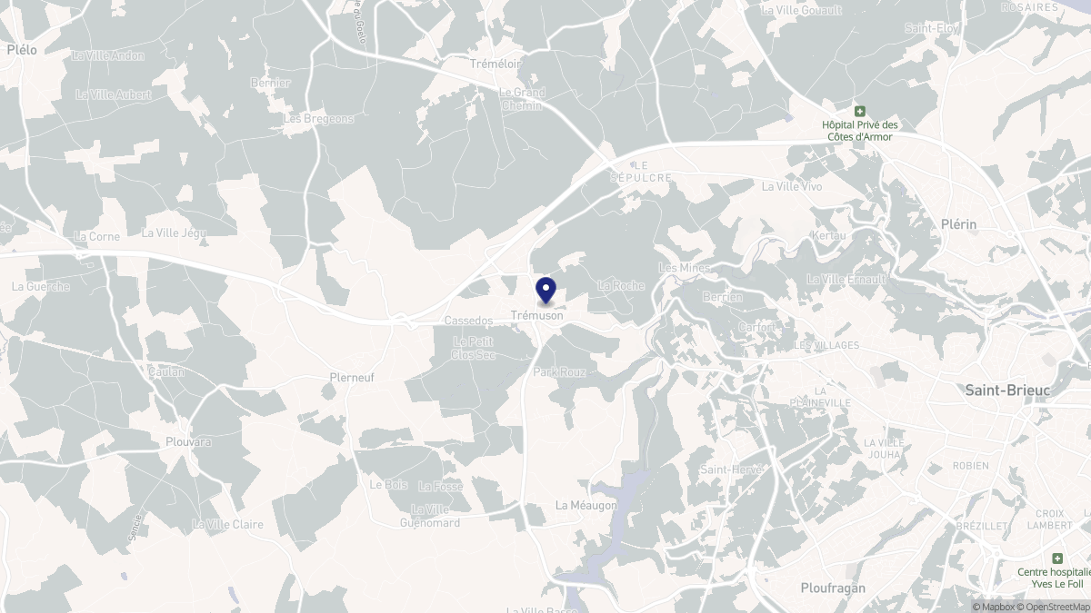 Aperçu cartographique de Trémuson, centré sur la commune