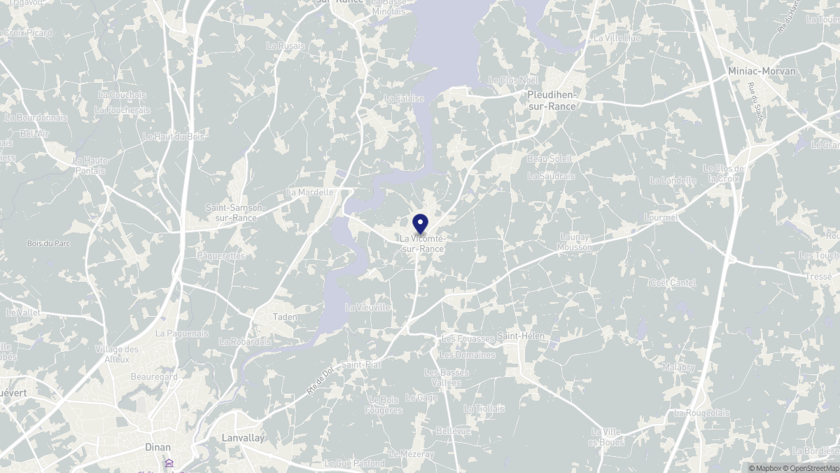 Aperçu cartographique de La Vicomté-sur-Rance, centré sur la commune