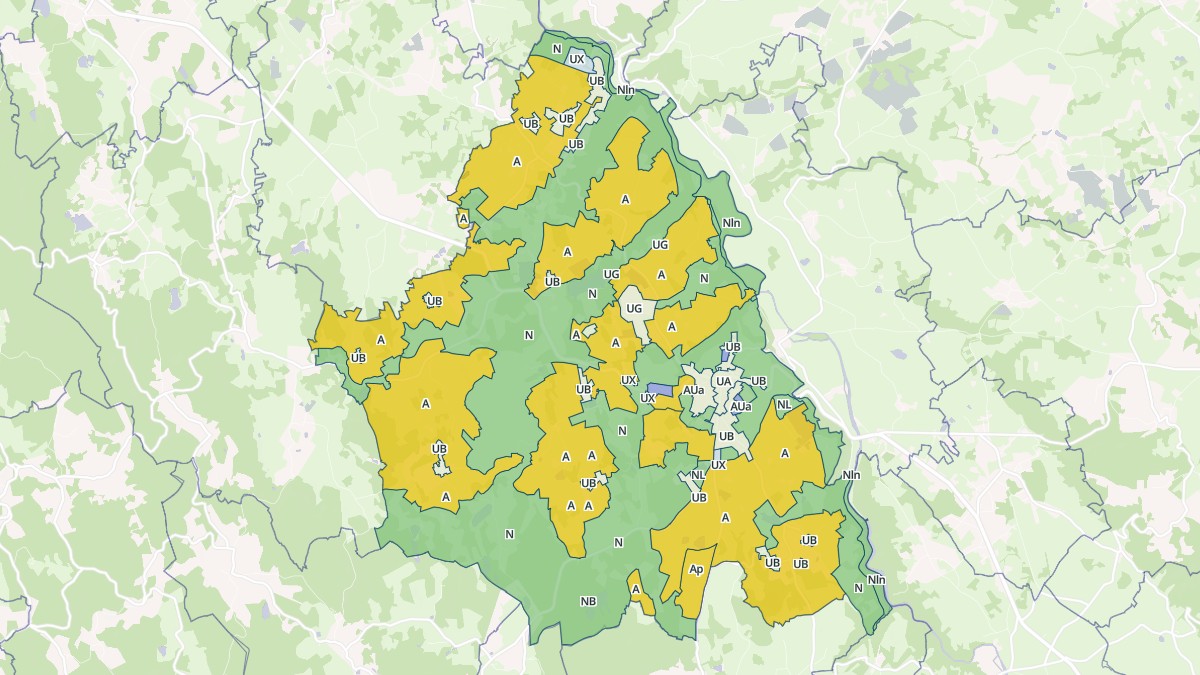 Aperçu cartographique de Ahun, centré sur la commune