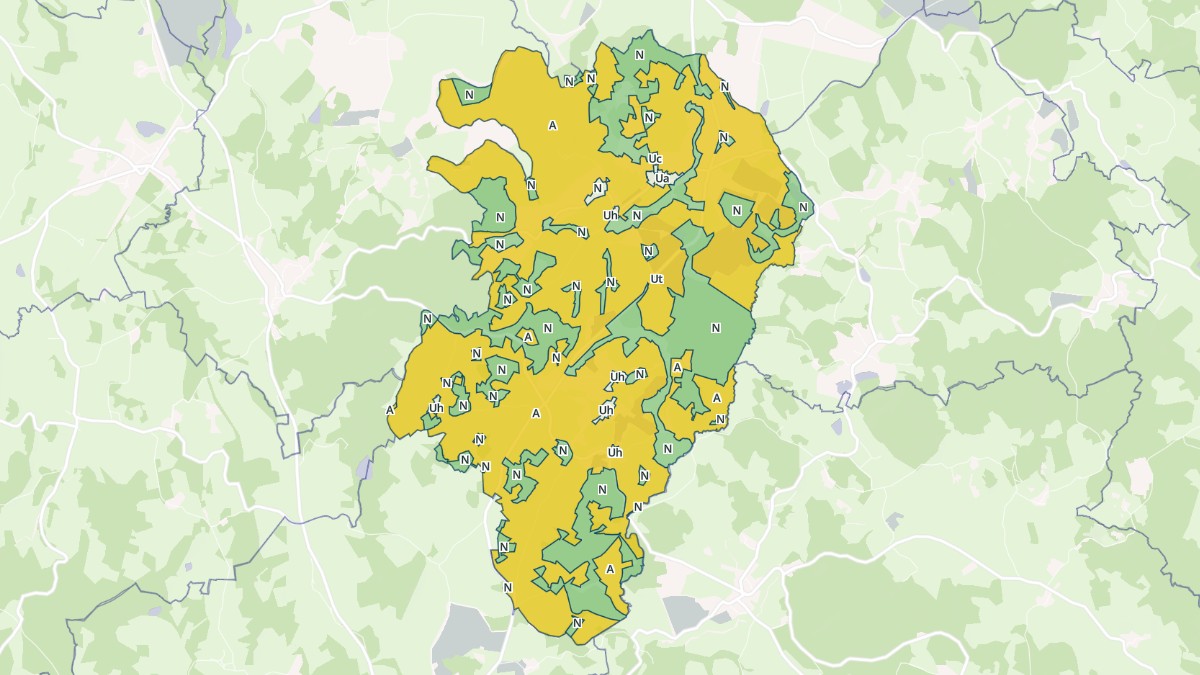 Aperçu cartographique de Augères, centré sur la commune