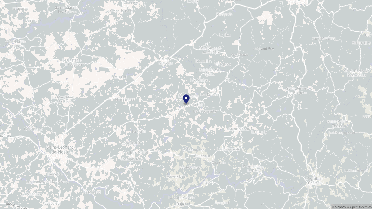 Aperçu cartographique de Auriat, centré sur la commune