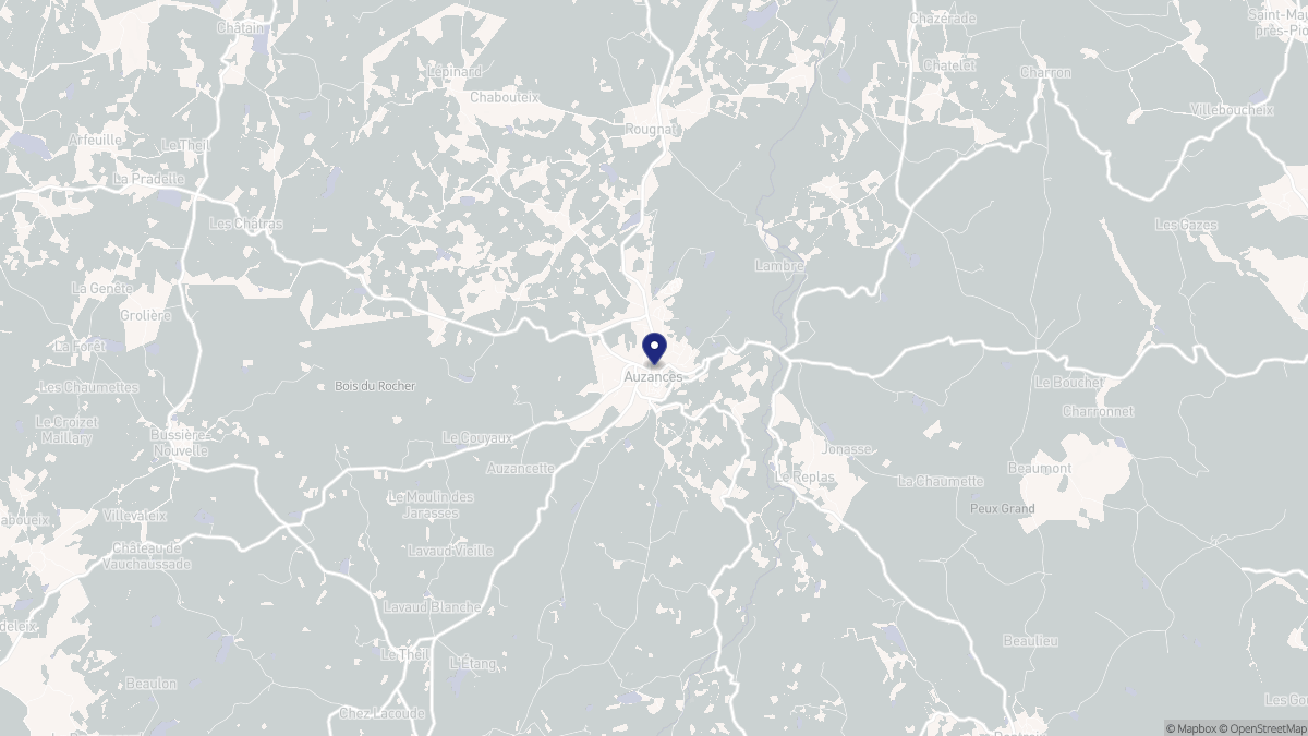 Aperçu cartographique de Auzances, centré sur la commune