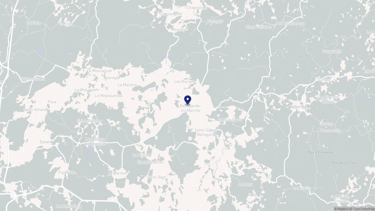 Aperçu cartographique de Bellegarde-en-Marche, centré sur la commune