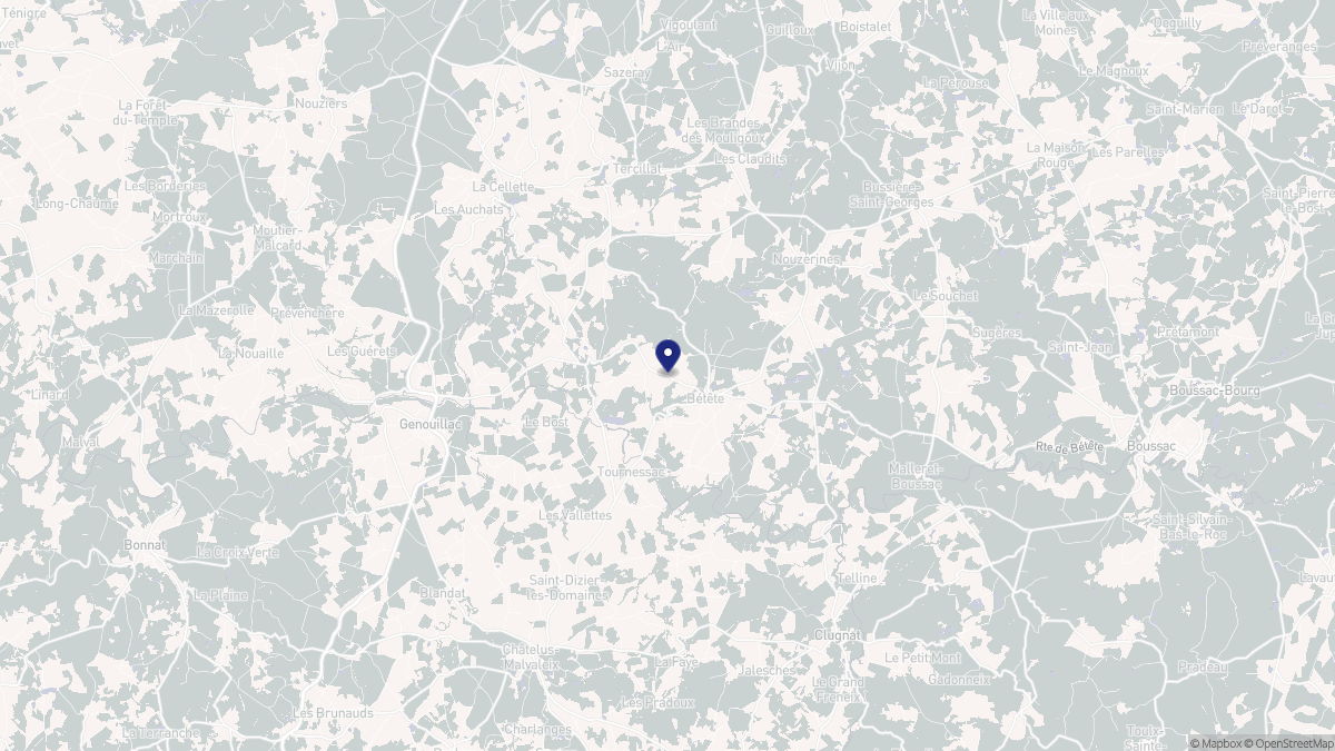 Aperçu cartographique de Bétête, centré sur la commune