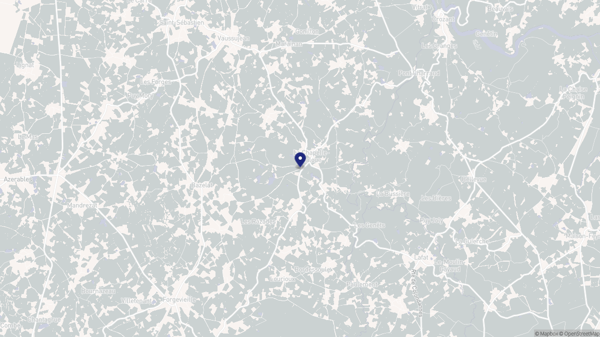Aperçu cartographique de La Chapelle-Baloue, centré sur la commune