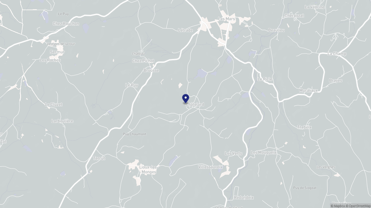 Aperçu cartographique de Châtelard, centré sur la commune