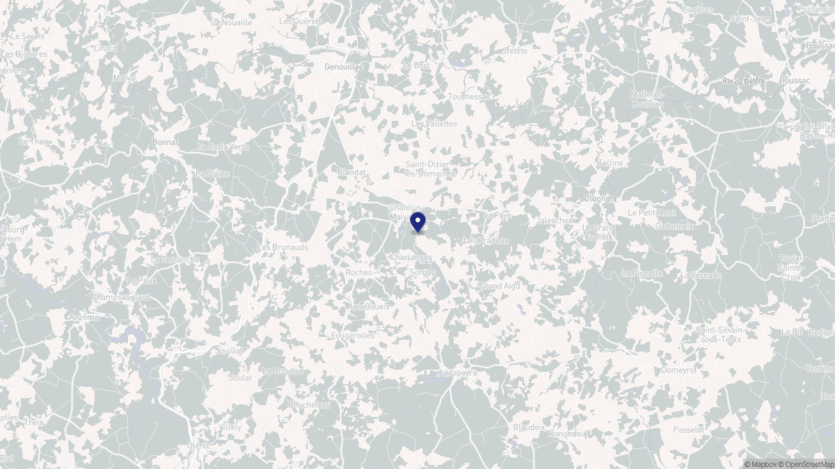 Aperçu cartographique de Châtelus-Malvaleix, centré sur la commune