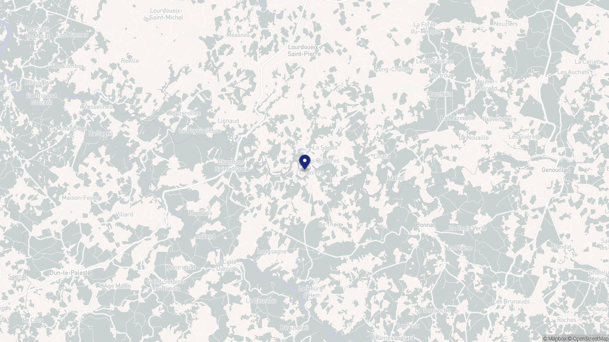 Aperçu cartographique de Chéniers, centré sur la commune
