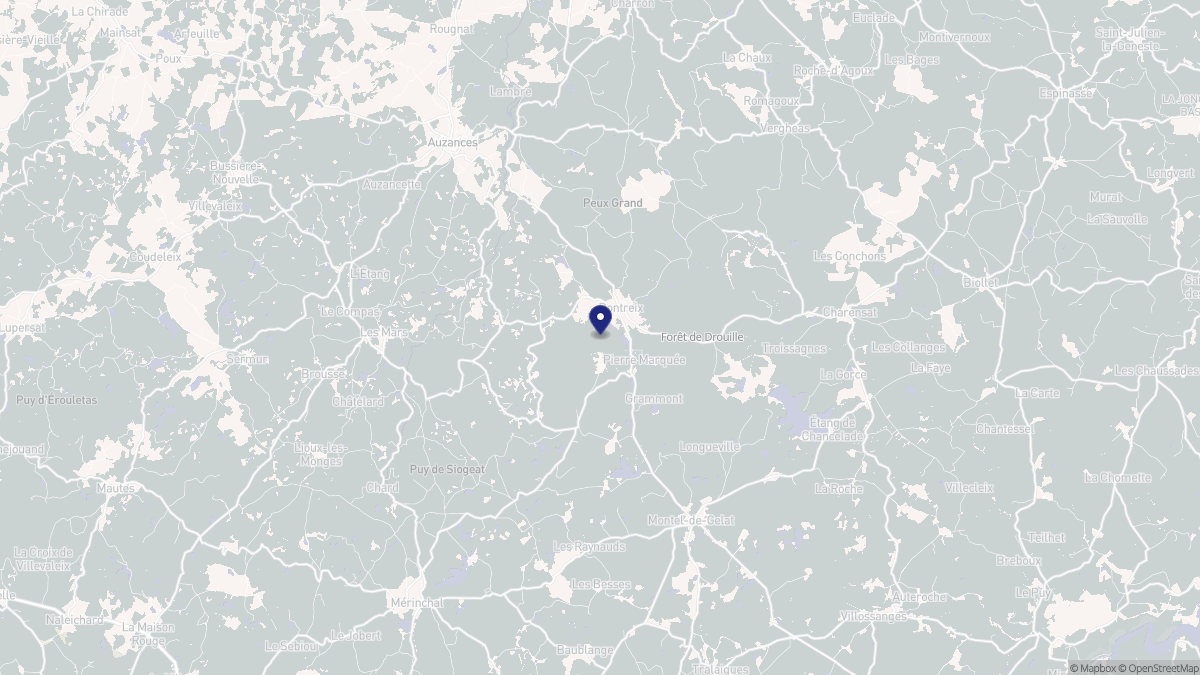 Aperçu cartographique de Dontreix, centré sur la commune