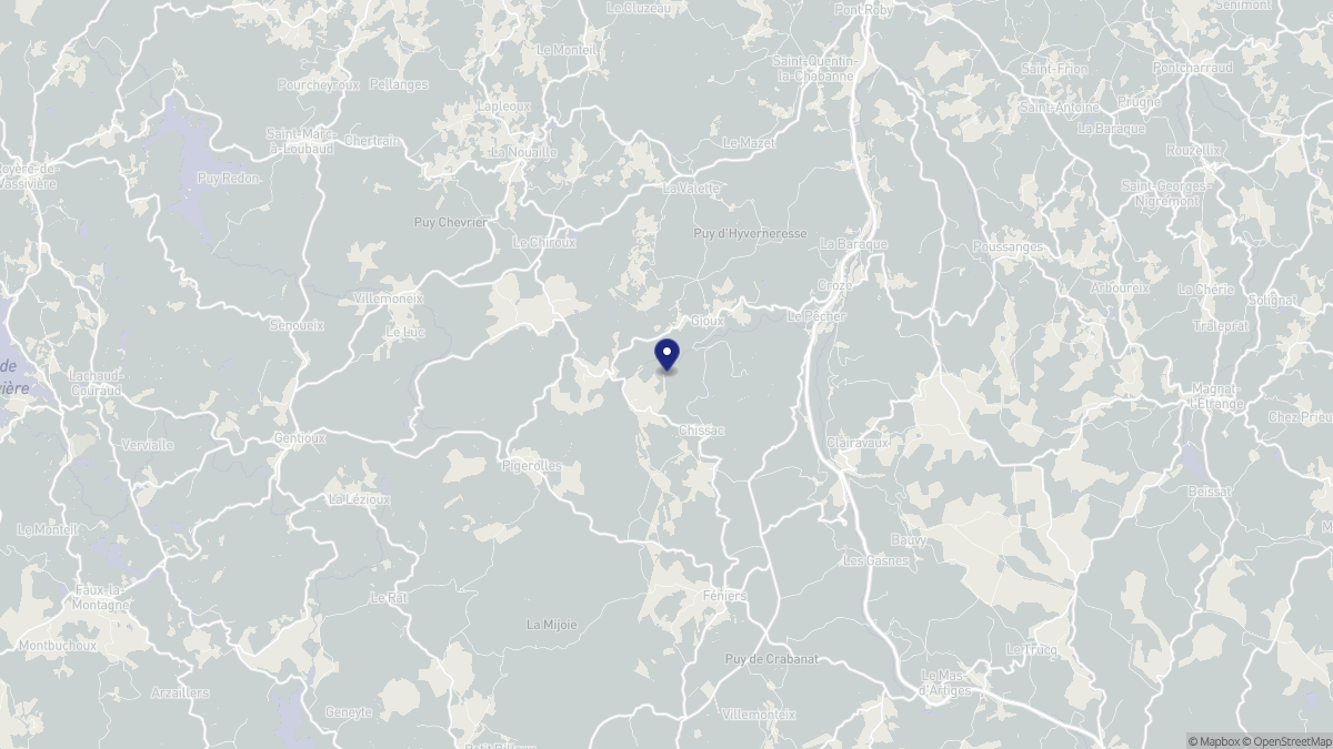 Aperçu cartographique de Gioux, centré sur la commune