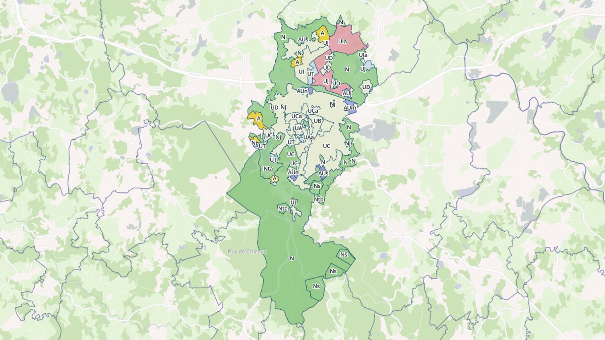 Aperçu cartographique de Guéret, centré sur la commune