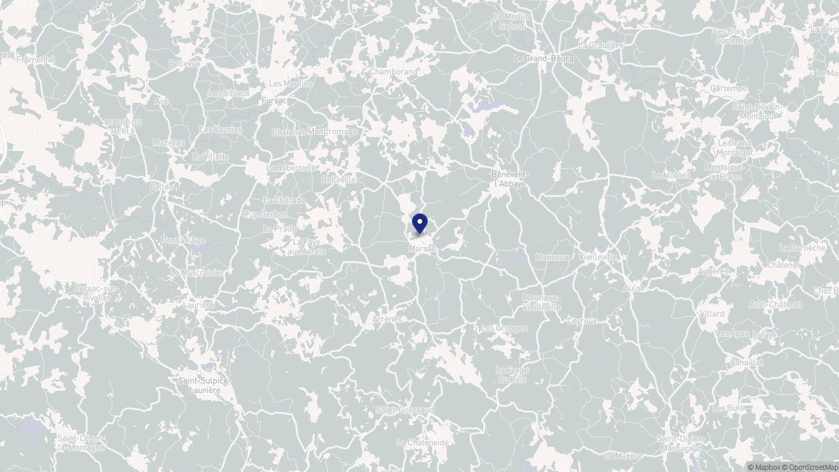 Aperçu cartographique de Marsac, centré sur la commune