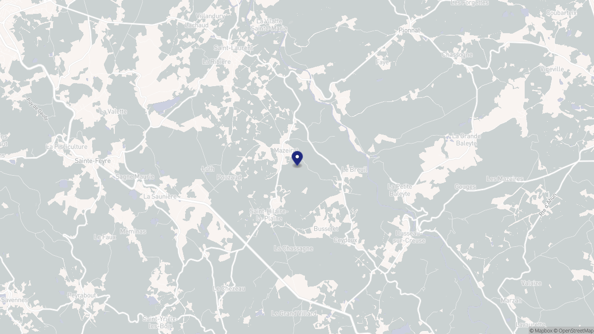 Aperçu cartographique de Mazeirat, centré sur la commune