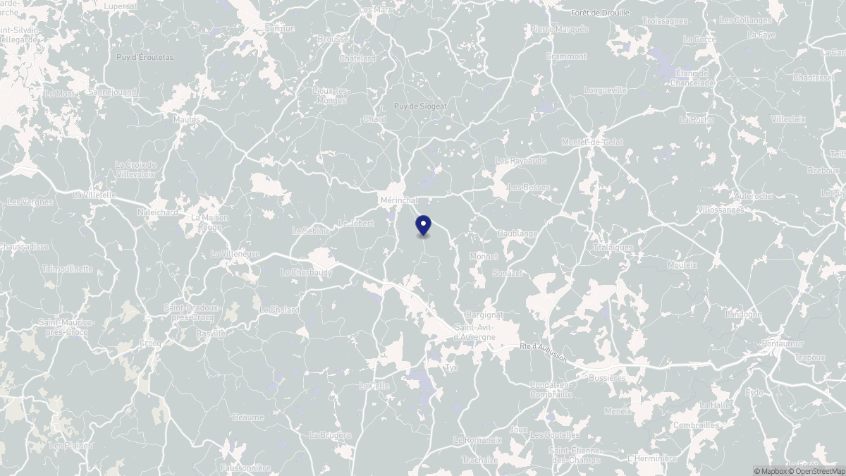 Aperçu cartographique de Mérinchal, centré sur la commune
