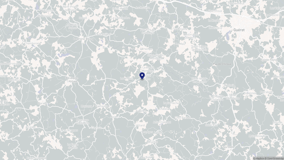 Aperçu cartographique de Montaigut-le-Blanc, centré sur la commune