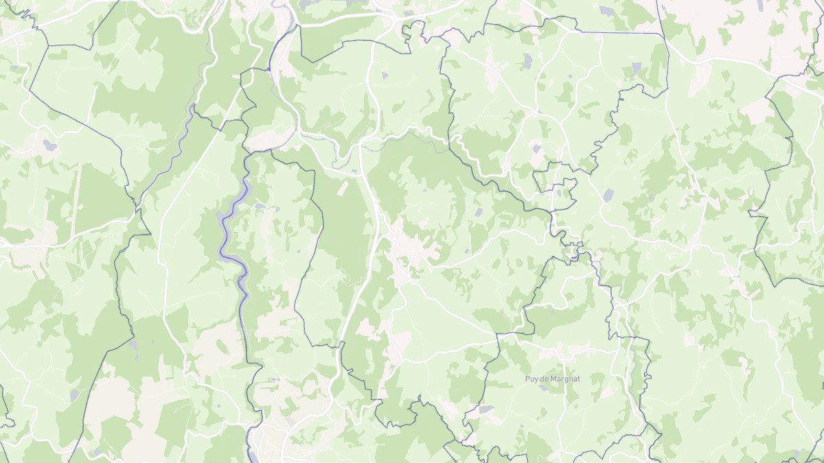 Aperçu cartographique de Moutier-Rozeille, centré sur la commune